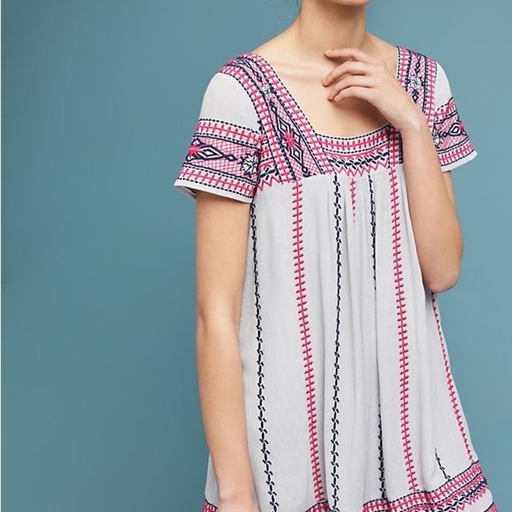 Anthropologie Ruidoso Embroidered Dress XS
